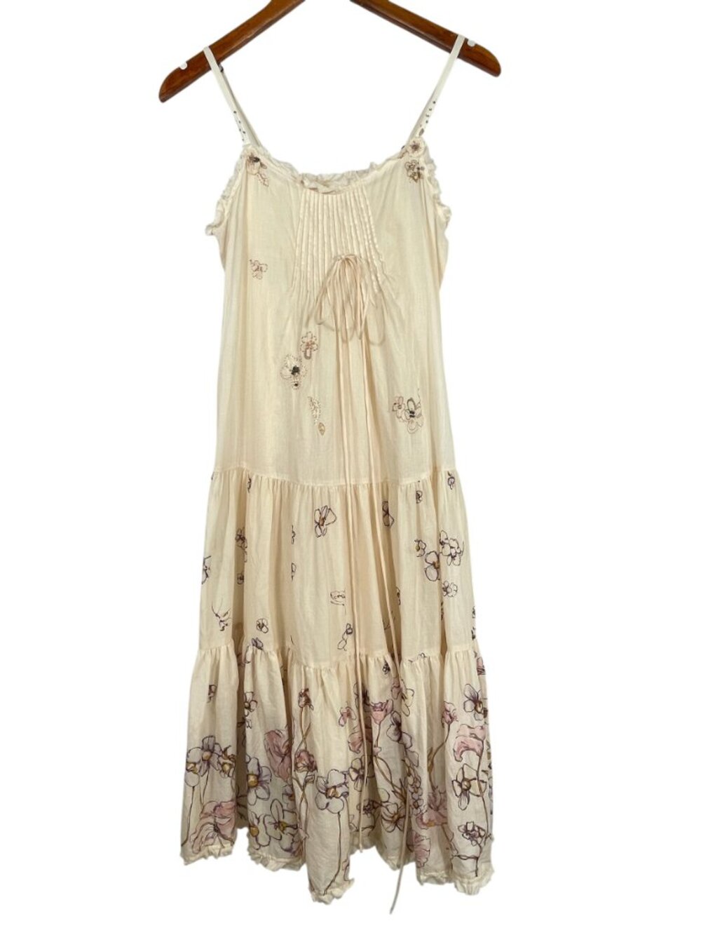 Rebecca Taylor 100% Cotton Floral Embroidered Tiered Midi Dress Ivory 4 - Picture 2 of 13